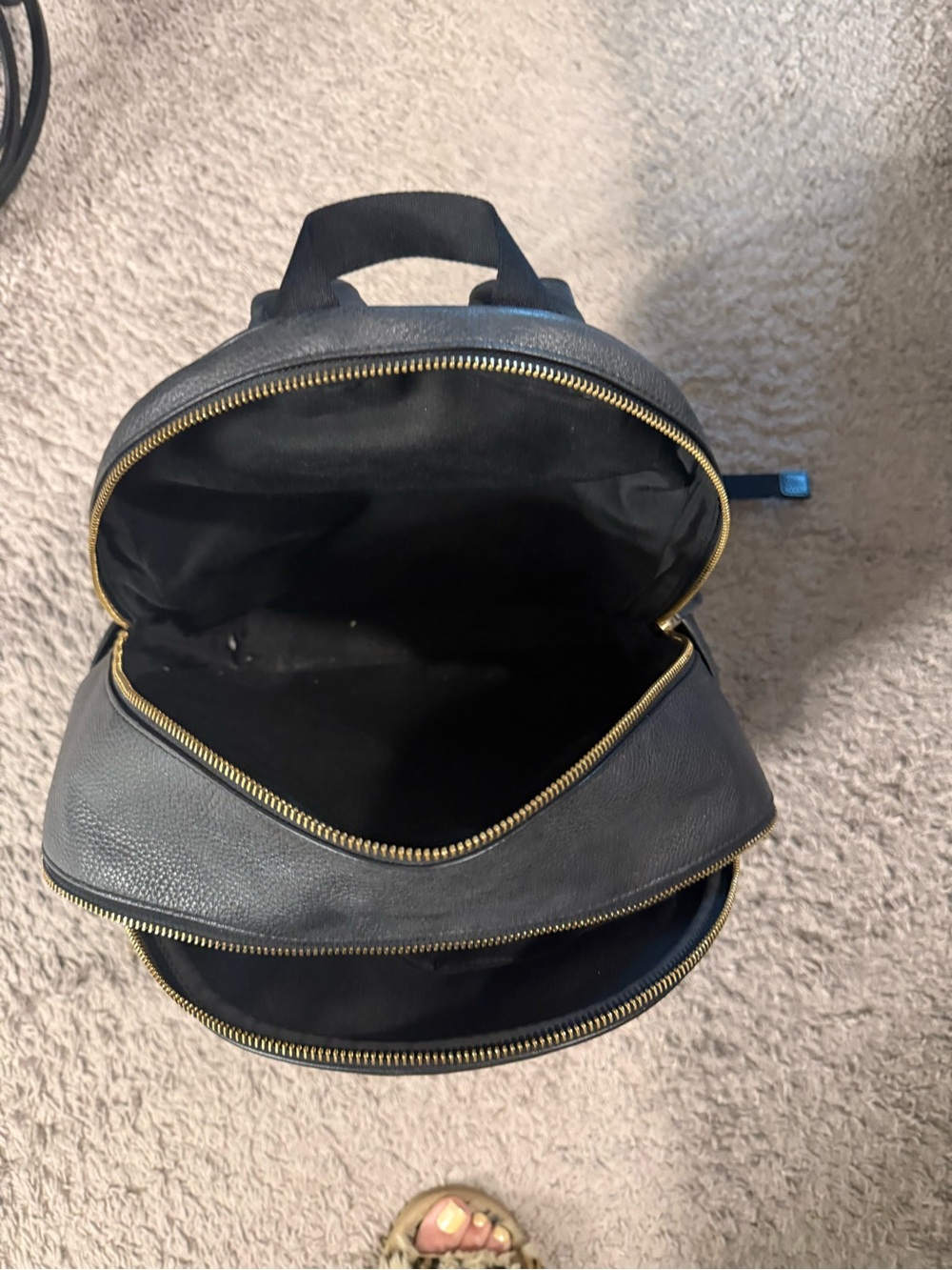 Coach Large Black Leather Backpack with Gold Accents - Picture 3 of 5